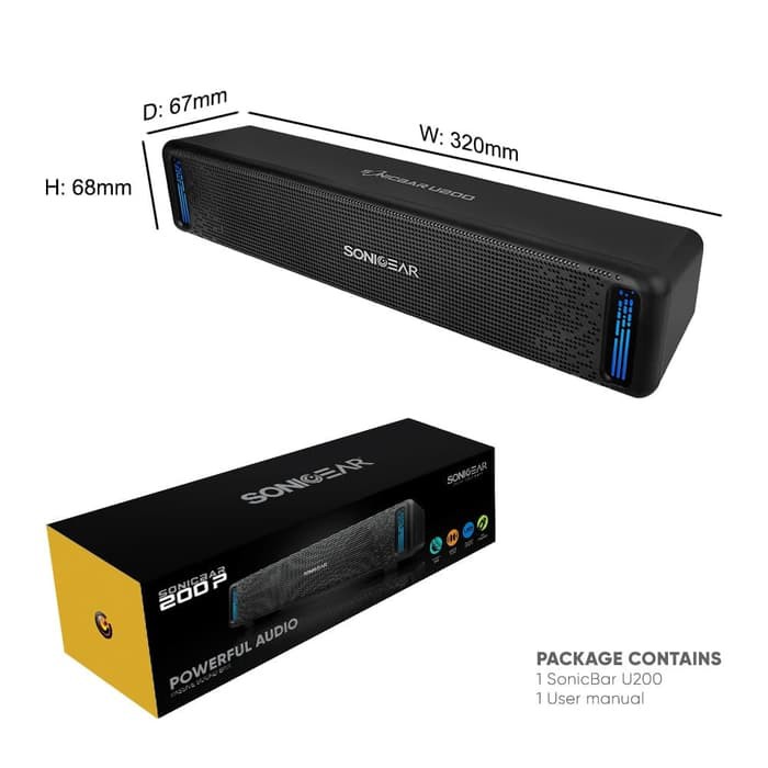 SonicGear 200P Powerful SoundBar Sonicbar with Brilliant Light Effect