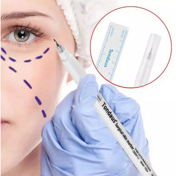 Spidol sulam Alis Waterproof / pena Penanda Sulam Alis + Penggaris / Spidol Tondaus Surgical