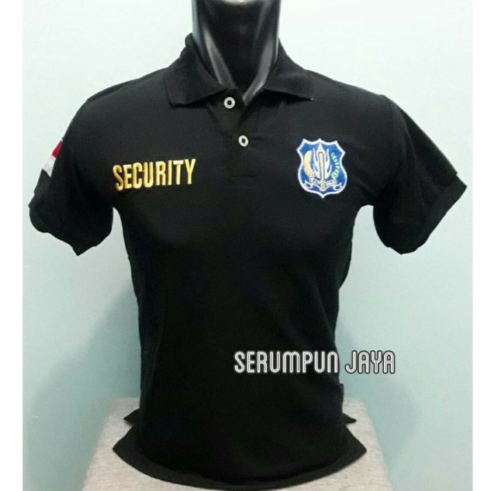 KAOS SECURITY NAVY - KAOS KERAH SECURITY NAVY LOGO BIRU - KAOS POLO SECURITY LOGO BIRU FULL BORDIR