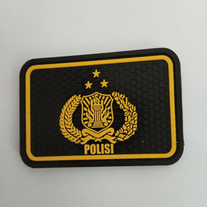 PATCH RUBBER LOGO POLISI.tempelan karet emblem velcro