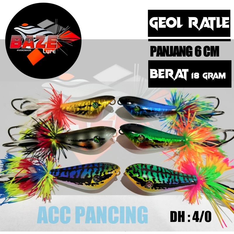Geol rattle toman baze lure original 18g 7cm motif toman dan hologram