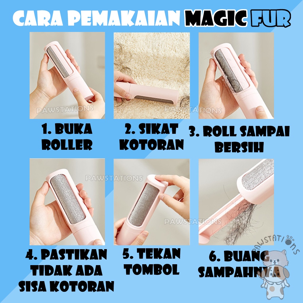 Ready | COD Pembersih Bulu Kucing Lint Roller Alat Pembersih Bulu Kucing Roll Bulu Kucing Sikat Bulu Kucing Pembersih Bulu Baju Penghilang Bulu Kucing Sikat Pembersih Bulu Kucing Magic Fur