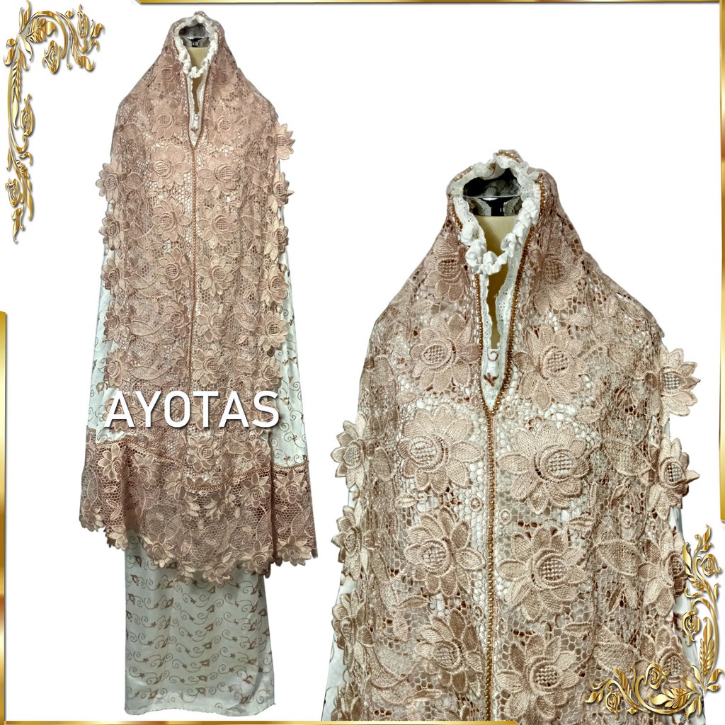 MUKENA PRADA SWAROVSKI SUTRA PARIS FULL BORDIR RENDA - MUKENA DEWASA PRADA