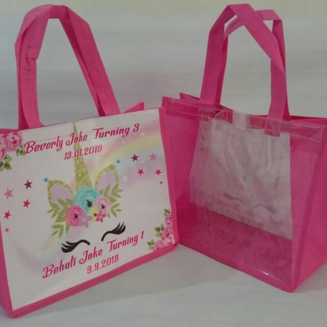 

Tas souvenir ulang tahun kombinasi mika unicorn
