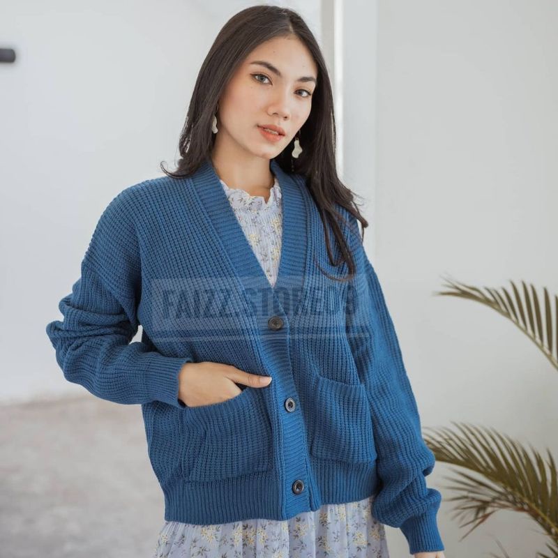 SHELA CARDIGAN RAJUT CROP BUTTON OVERSIZE PREMIUM STORE09 MURAH