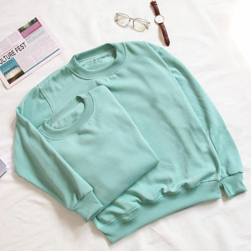 SWEATER_ID Basic Sweater Crewneck Fleece Sage Green Polos Unisex