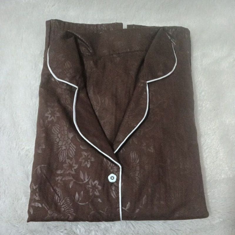 LoverFashion Cp piyama embos-Coklat tua