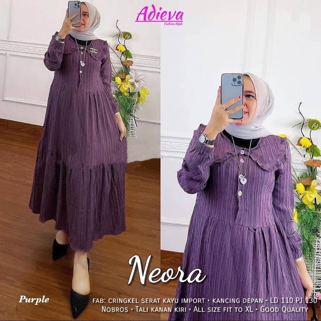 NEORA DRESS MIDI CRINKLE / GAMIS JUMBO / GAMIS BUSUI / GAMIS POLOS CRINGKLE SERAT KAYU LADY CRUSH / 