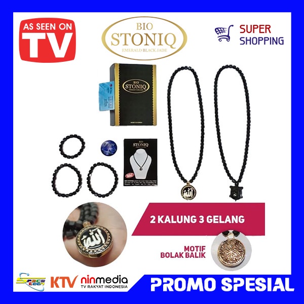 Biostoniq Paket Kalung Gelang Kesehatan Terapi Black Jade Korea Ori