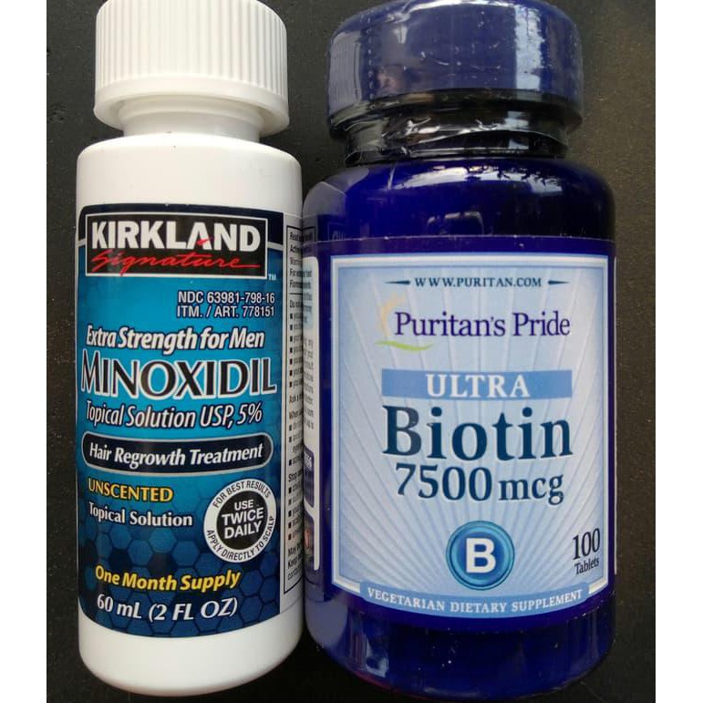nc9u paketan minoxidil + puritan biotin 7500mcg isi 100 tablets j5a1