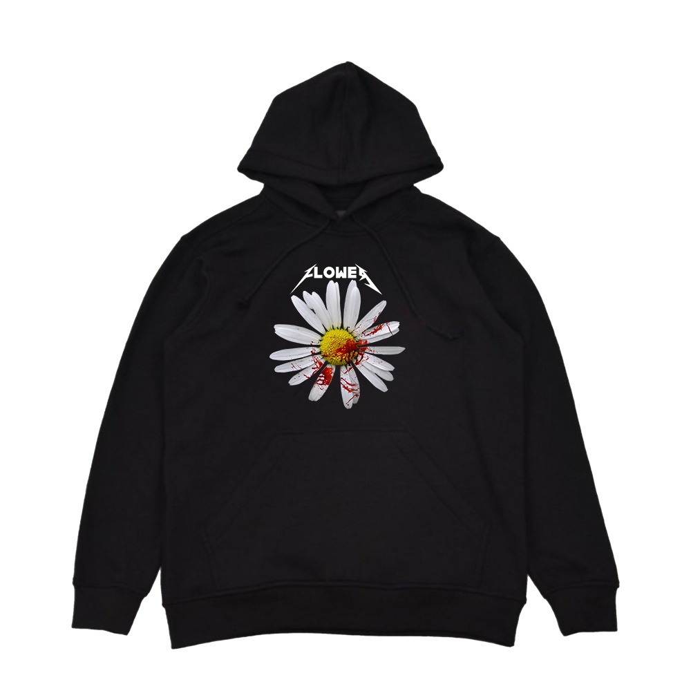 HOODIE CREWNECK SWEATER BLOOD FLOWER HITAM PRIA WANITA M-XXL BISA COD