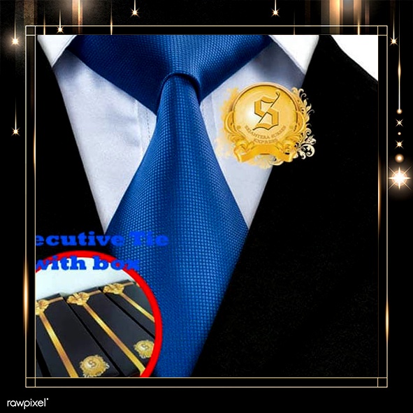 Dasi pria kantor formal biru elektrik kotak kecil polos bonus box sse trade center