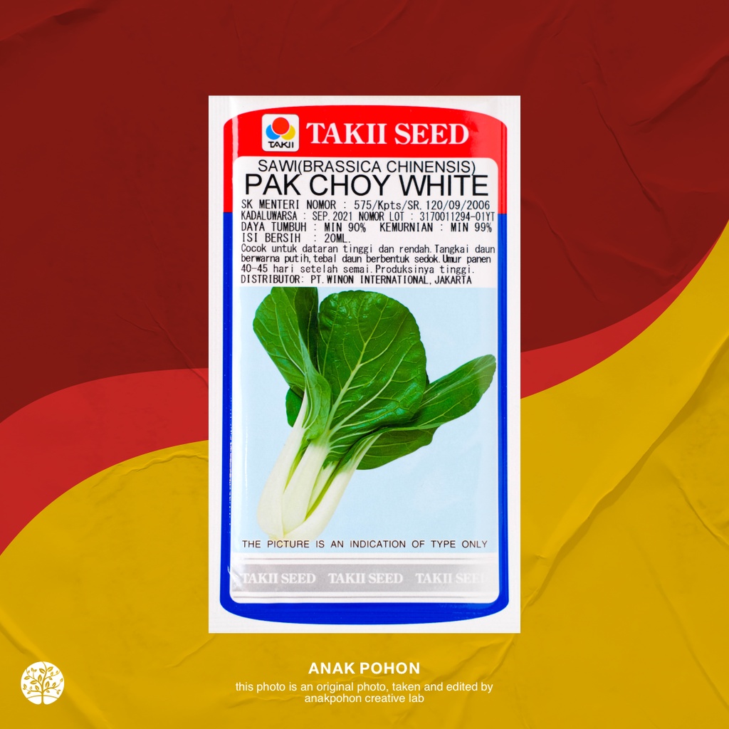 (1 PACK) Benih Sawi Pak Choy White Pakcoy Putih - TAKII SEED - 20 GRAM