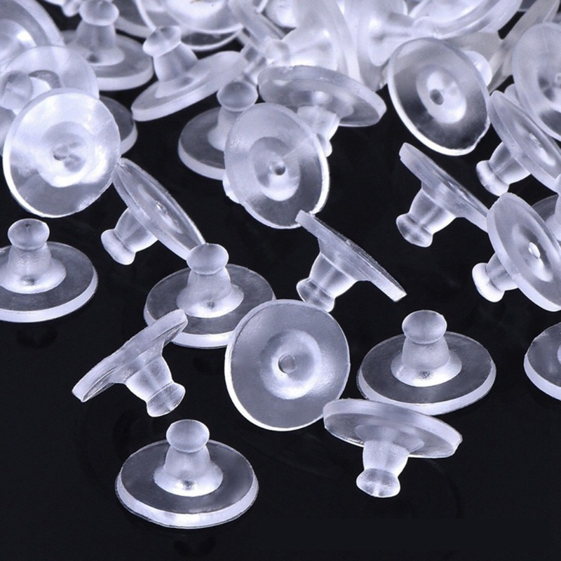 SIY  100 Pieces Soft Clear Earring Backings Silicone Rubber Safety Back Pads Backstops Replacement for Earring Studs Hoop DIY