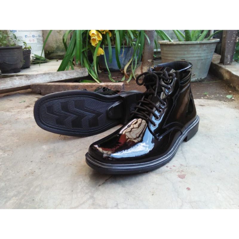 Sepatu pantofel pdh pria bahan kulit sapi asli warna hitam glosi kilap