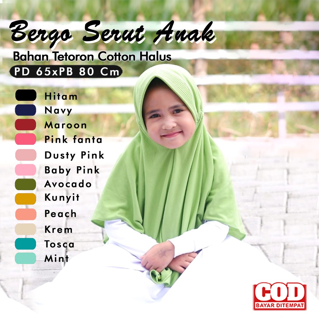 Jilbab Anak Bergo Serut instan Jilbab instan serut khimar anak bergo instan Jilbab daily bergo adem