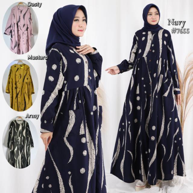 Gamis katun linen import JUMBO LD 125