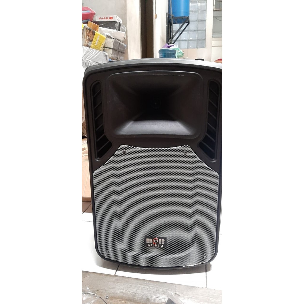 Speaker Aktif Portable BOB BMU15 15 inchi plus 2 Mic Genggam