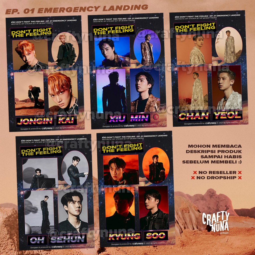 (EX-002) EXO Don't Fight The Feeling 2021 Aesthetic DIY Sticker Set stiker kpop case hp exol