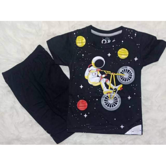 Setelan baju anak  laki  laki  dan perempuan navy Astronot 