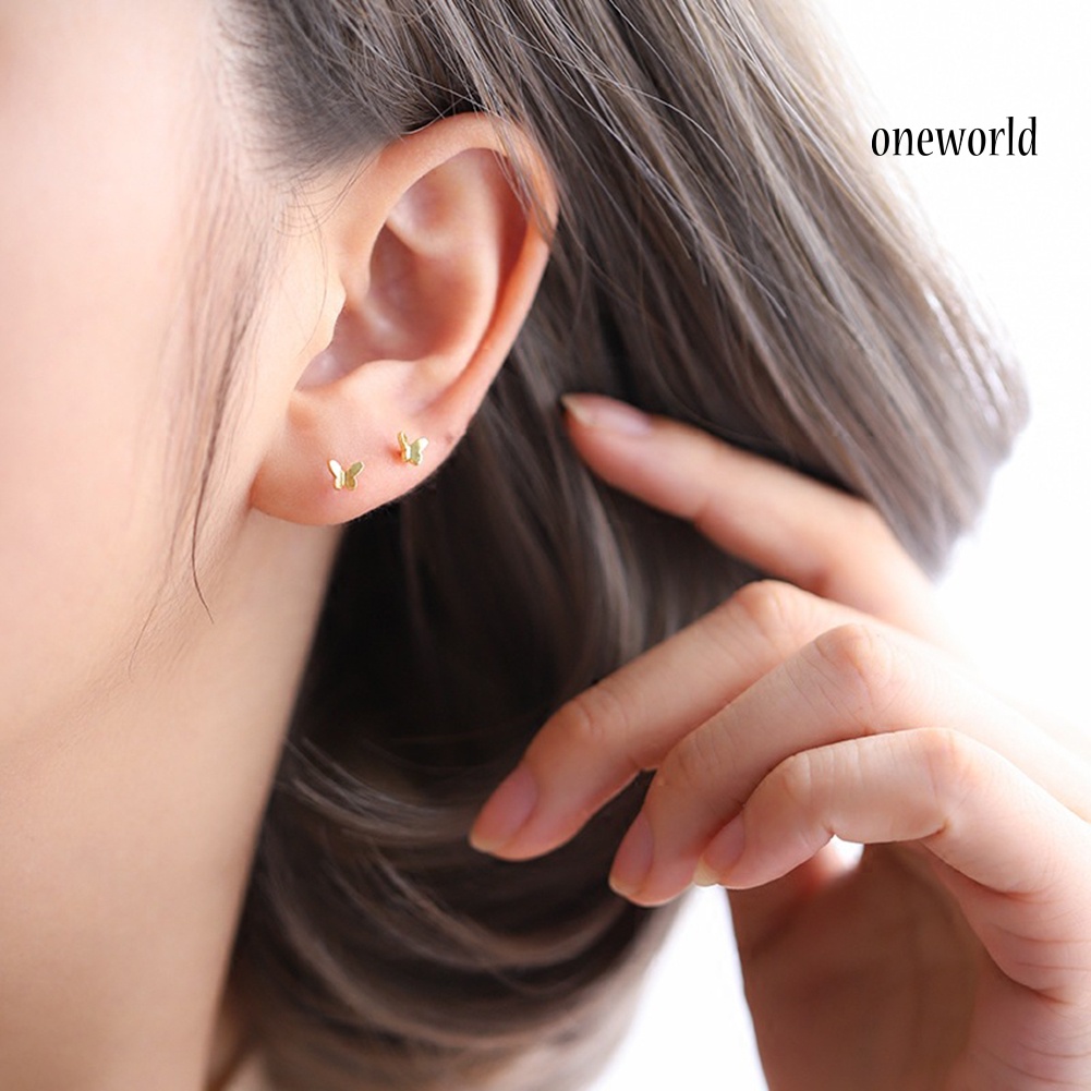 OW@ Fashion Women Mini Butterfly Ear Stud Piercing Earrings Jewelry Birthday Gift