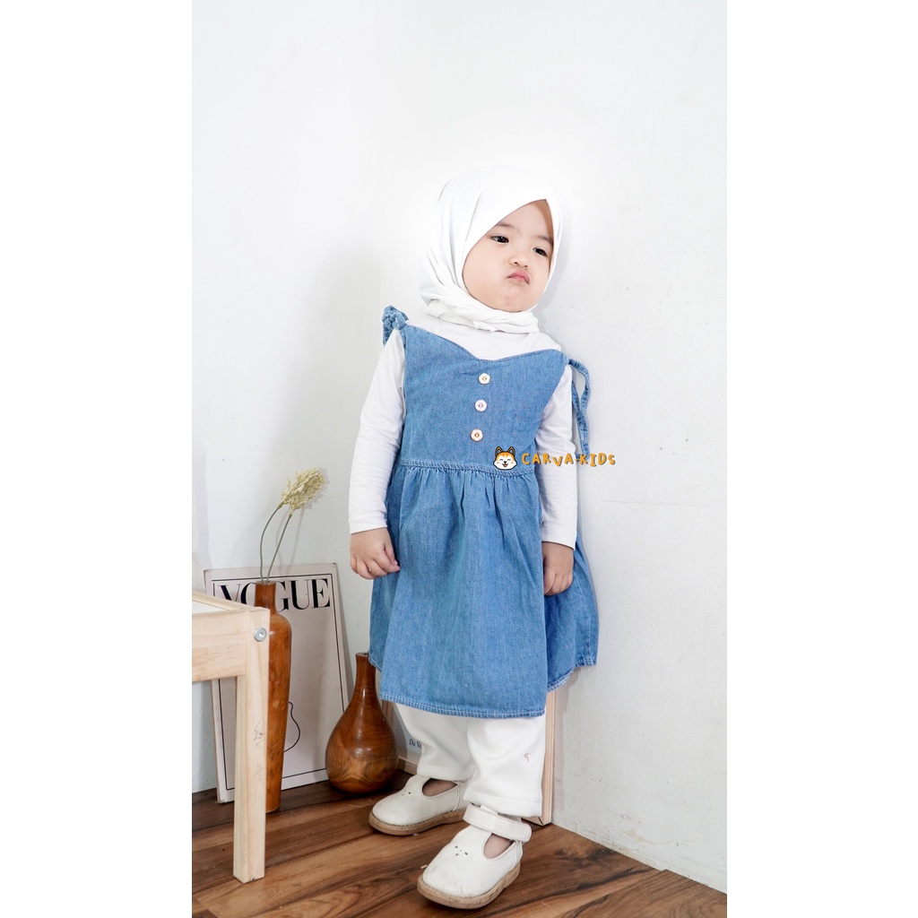 patch bordir dress anak perempuan korea dress anak cewek jeans dress anak andin original denim 1-7 tahun