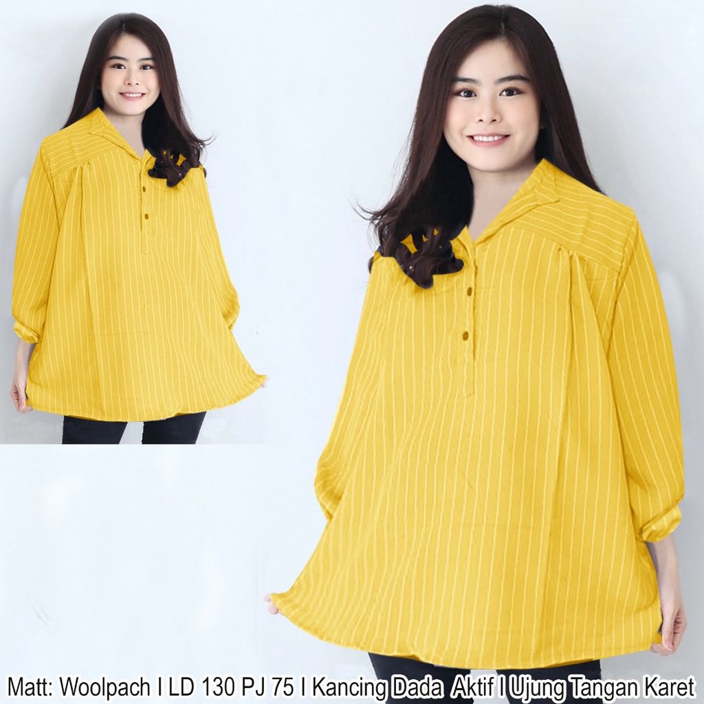 ISF [COD] + [GRATIS ONGKIR]  Blouse Jumbo Revo Atasan Lengan Panjang BIG SIZE XXXL LD 130 CM P 75 CM-Kubus Putih