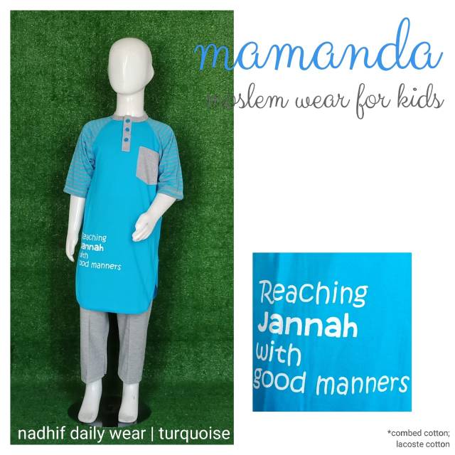 Set Koko Kaos Anak Nadhif daily wear Mamanda Turqoise