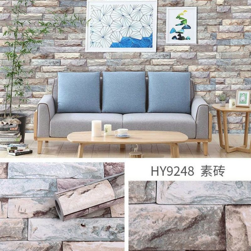 Wallpaper Dinding Batu Sticker Dinding Batu Alam Lumut 3D