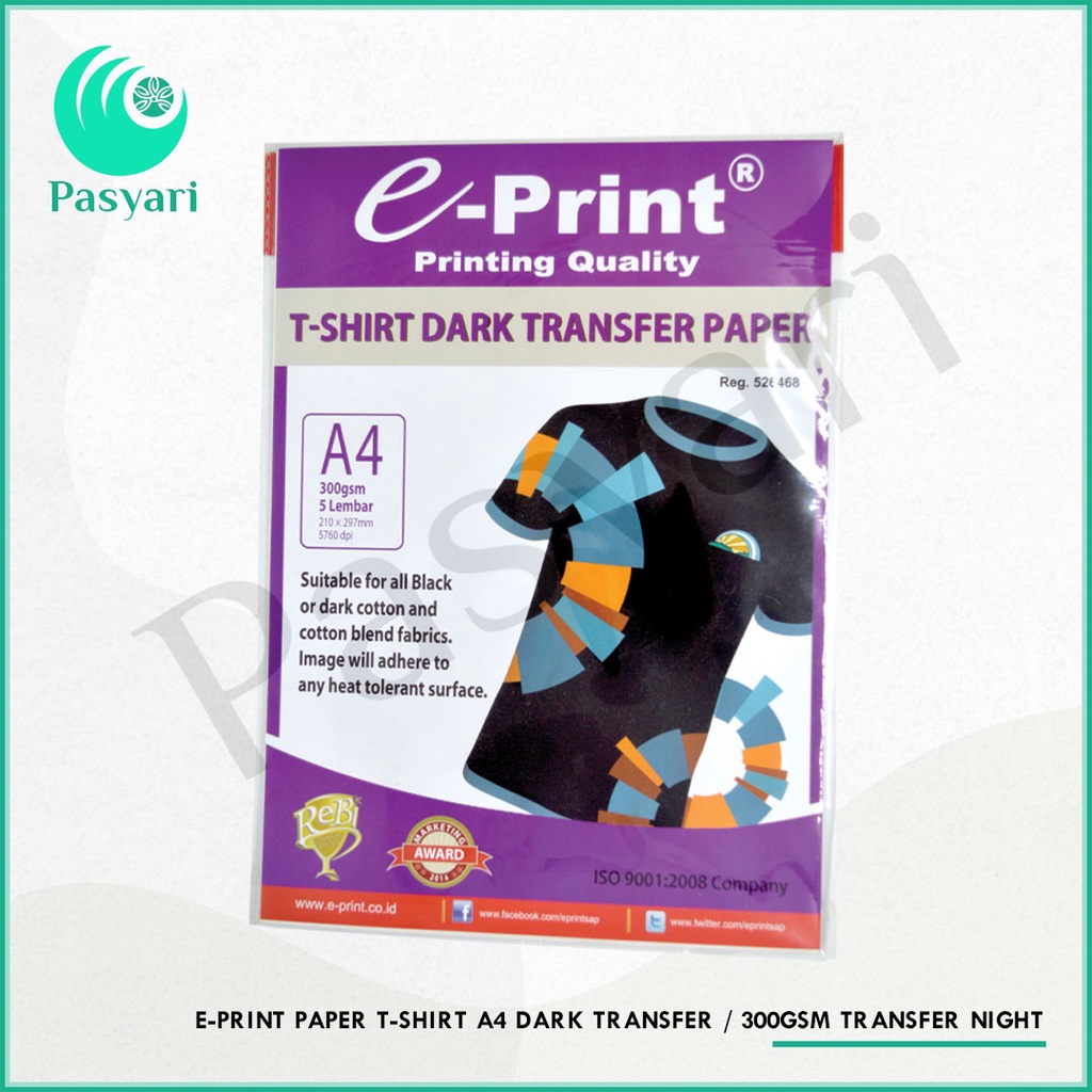 

E-Print Paper T-Shirt A4 Dark Transfer / 300gsm Transfer Night / Kertas