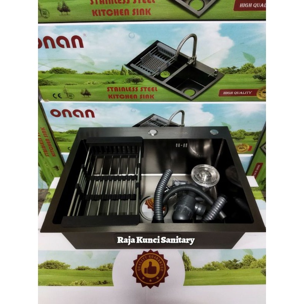 Kitchen Sink Black 6045 Onan/Golden Hand /Bak Cuci Piring Stainless Hitam