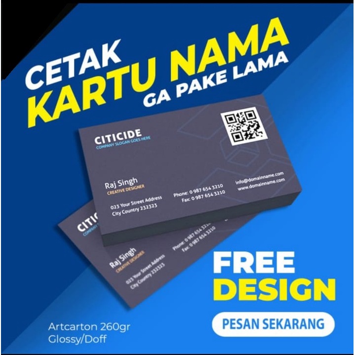 

GRATIS DESIGN - kartu nama Custom - proses cepat - Cetak 1 sisi 1box