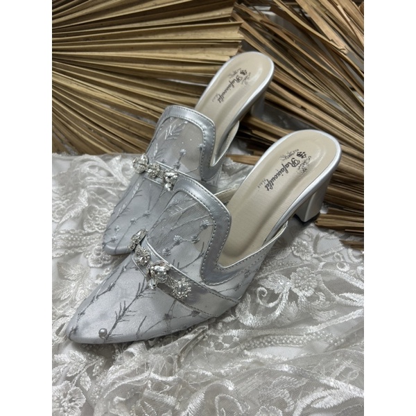 sepatu pengantin wanita maura silver tinggi 7cm tahu