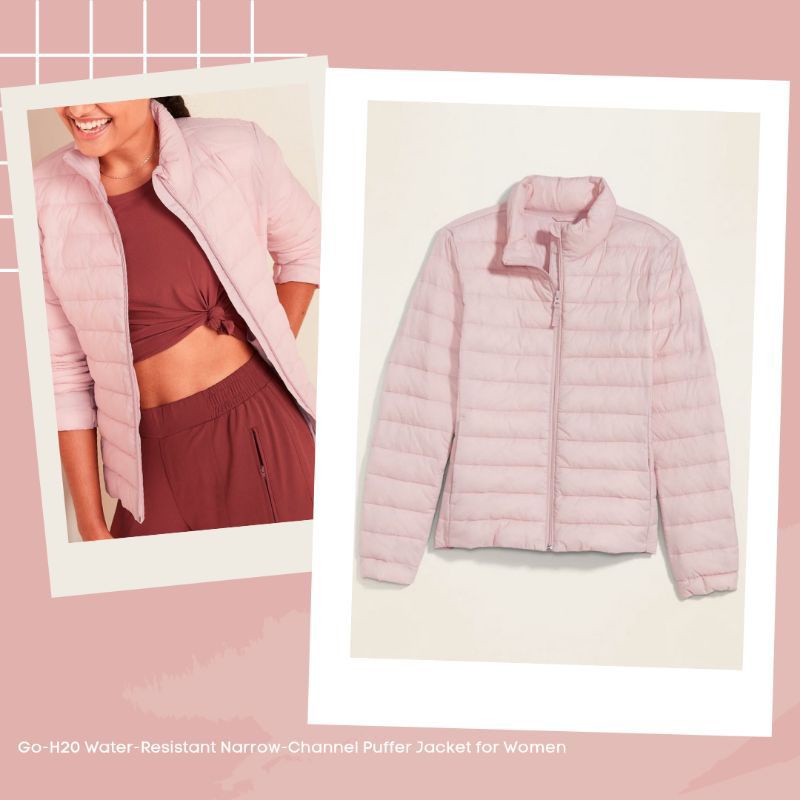 Pink Go-H20 Water-Resistant Narrow-Channel Puffer Jacket for Women by Old Navy - Ada Defect Kusam/Ko