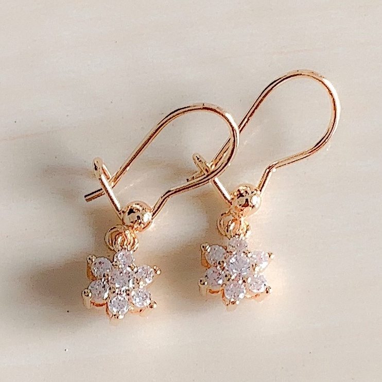 Anting Wanita / Giwang Wanita Bintang Enam Full Zirconia Gold Xuping