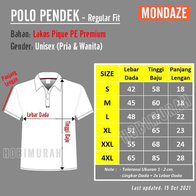 Kaos Polo PENDEK - Pria Wanita | Kerah Polos | Mondaze-1