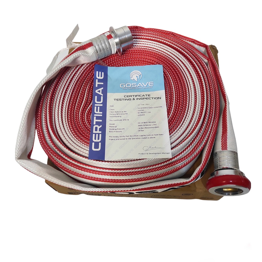 Fire Hose Kanvas Selang Pemadam 1.5 inch x 30 Mtr GOSAVE 16 BAR