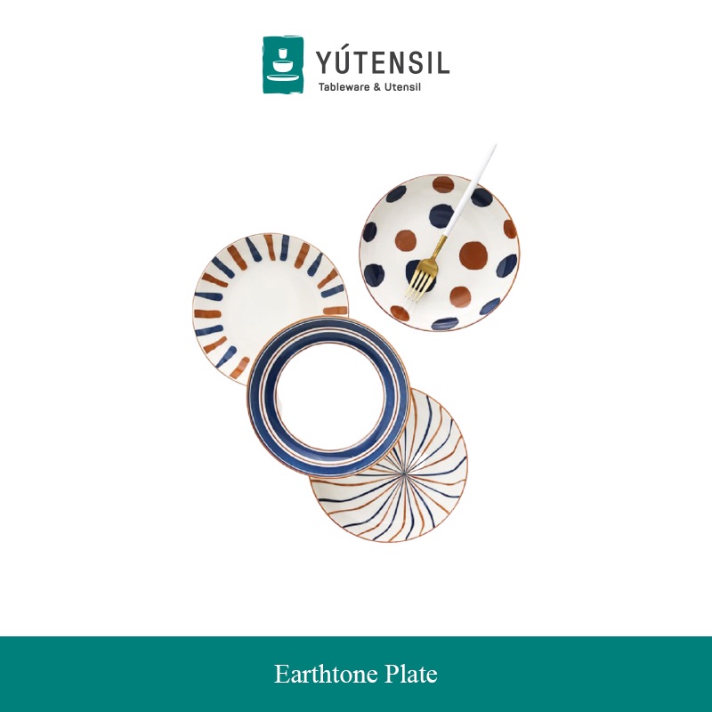 Yutensil Piring Mangkuk Makan Keramik Jepang / 8inch Japanese Deep Plate Bowl