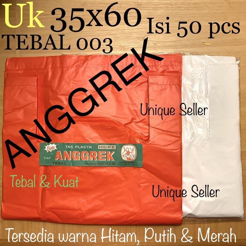 Kresek Anggrek 35x60 Tebal 03 isi 50 pcs / Kresek Uk 35 Merah Putih Hitam Tebal / Kantong Plastik Anggrek 35 x 60 x 03 / Kresek Tebal Merah 35x60 / Kresek HD Anggrek 35 x 60 / Kresek Merah uk 35 / Kantong Plastik uk 35 / Kantong Kresek Uk 35