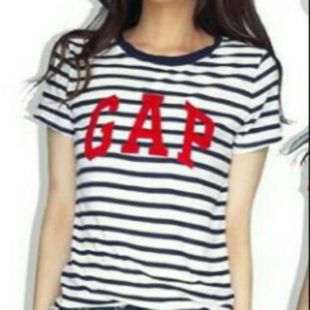 Kaos Wanita Branded Murah GAP stripe Navy