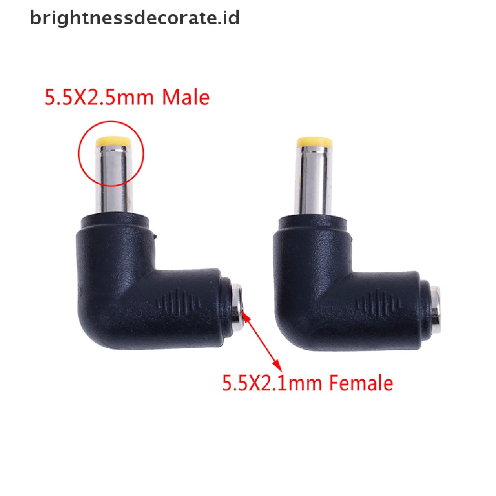 2pcs Adapter Konektor Dc Power 5.5x2.1mm Female Ke 5.5x2.5mm Male Kanan