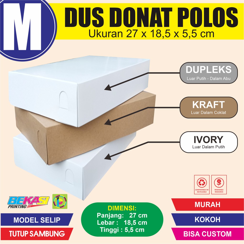 DDM Dus Pa   ckaging Donuts Box Kotak Kemasan Donat Polos