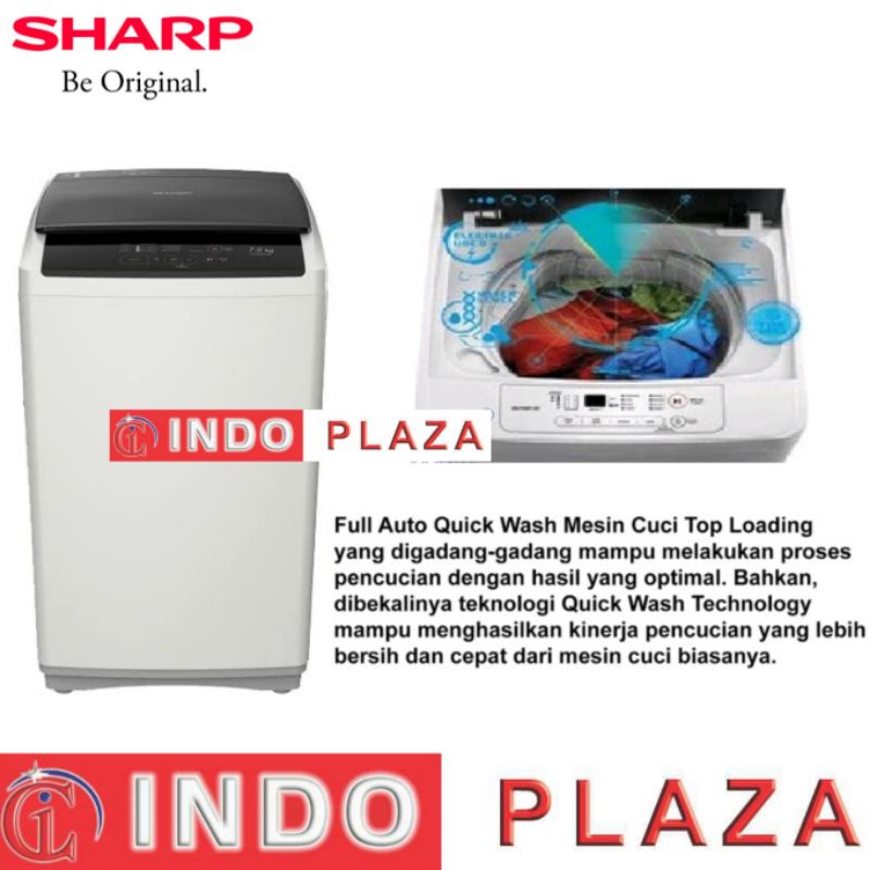 MESIN CUCI 1 TABUNG 7 KG / 7KG SHARP ES-G876P-GY QUICK WASH