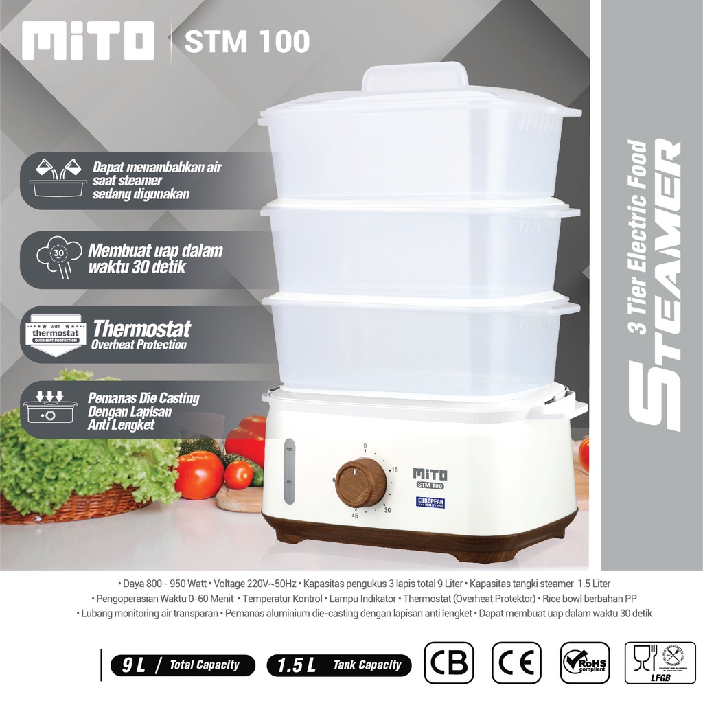 Mito Electric Food Steamer STM 100 / STM100 Pengukus Makanan