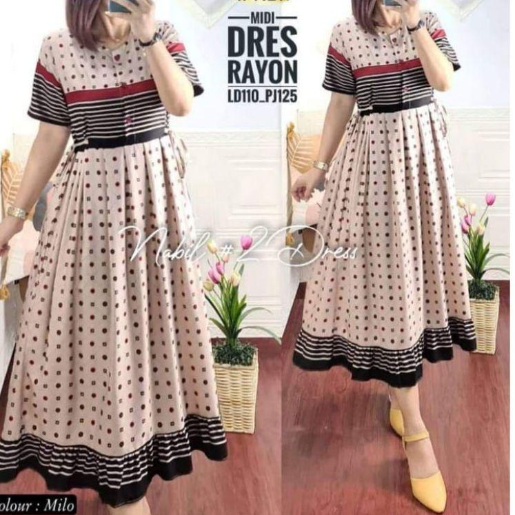 Recomended.. MIDI DRESS RAYON ARKEN TERBARU TERLARIS | Dress midi Rayon