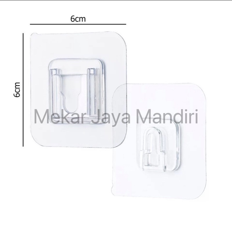 GANTUNGAN TEMPEL SOCKET HOOK TRANSPARAN 1 PASANG / GANTUNGAN PLUS MINUS DOUBLE TAPE SERBAGUNA