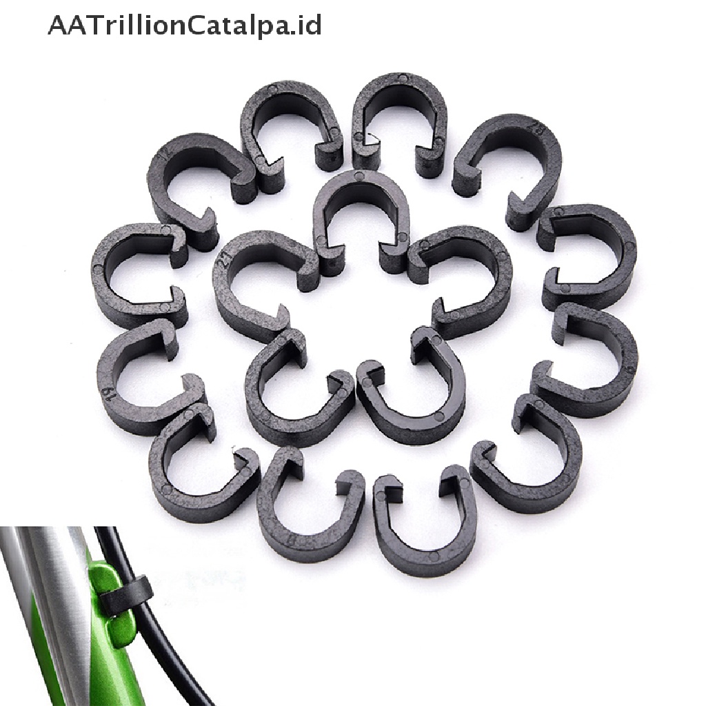 Aatrillioncatalpa 20 Pcs Klip Penjepit Kabel Rem Sepeda MTB Bentuk C Bahan Plastik