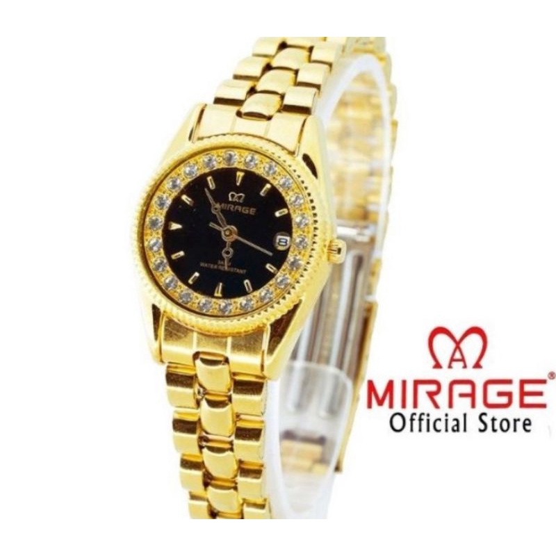 JAM TANGAN WANITA MIRAGE 1580L ORIGINAL_WATER PROFF Jam Tangan  mewah permata rx Gold 1580L pH TAHAN AIR RANTAI GOLD FREE BOX DAN BATRAI_JAM TANGAN KASUAL WANITA JAM TANGAN CEWEK MIRAGE ORIGINAL JAM TANGAN WANITA SPORTY JAM TANGAN. MIRAGE ORIGINAL