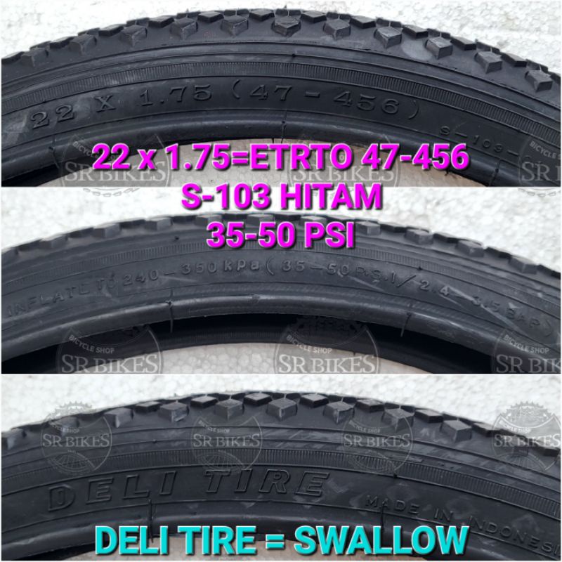 Ban Luar 22 x 1.75 (22 Murni) Sepeda Minion Lipat. SWALLOW DELI TIRE