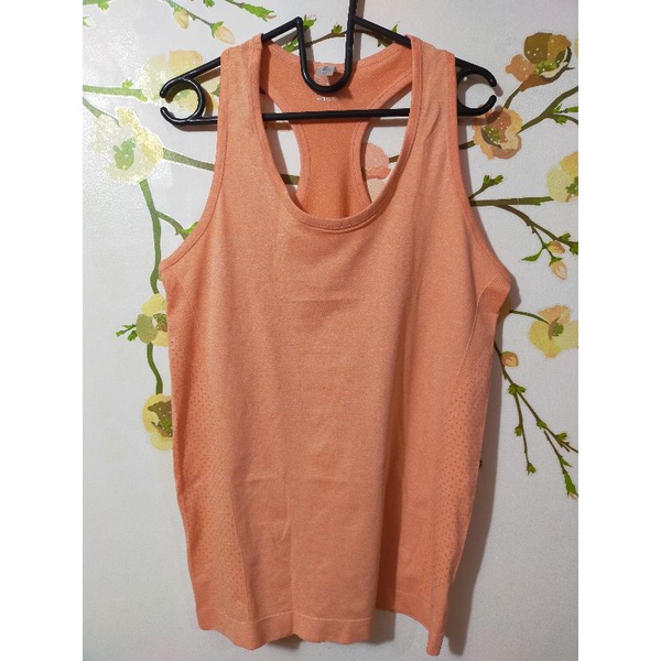 Baju Tanktop Atasan Olahraga Sport Senam Gym ENERGIZED Tanpa Lengan Halus Lentur Sejuk Peach Salem R